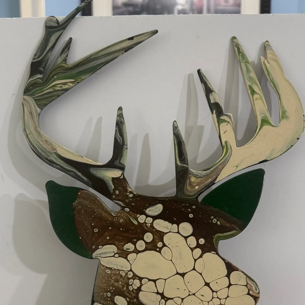 Abstract hydro dip, Deer Head Wall Art
